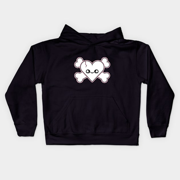 Kawaii Heart and Crossbones Kids Hoodie by TTLOVE